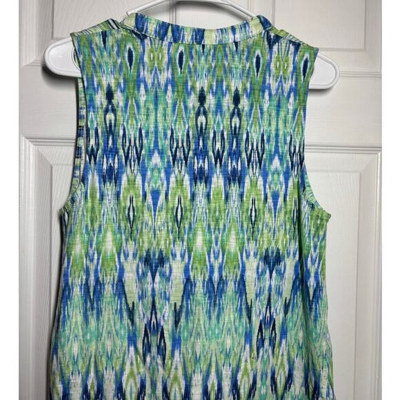 Chicos Women 1 Blue Green Tank V Neck Hi Low Top Casual Summer Spring - Picture 7 of 7